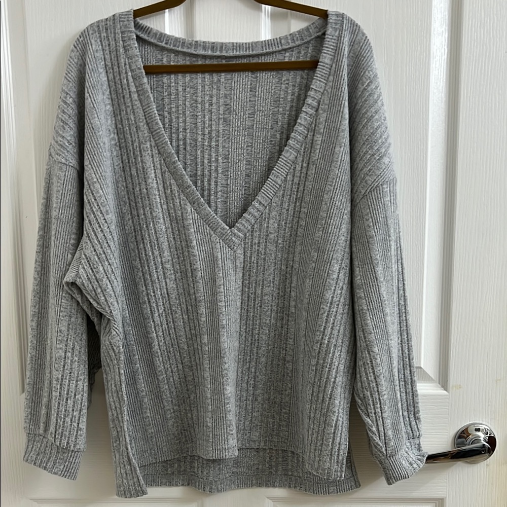 Cozy Gray V-Neck Sweater